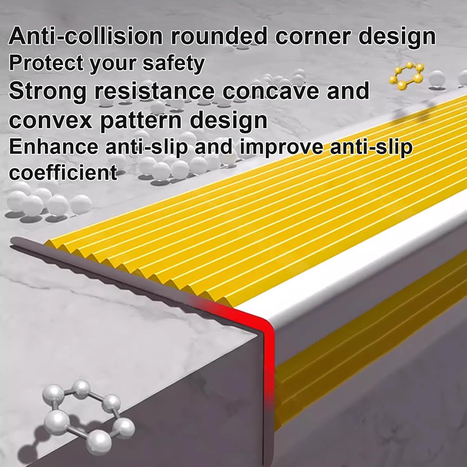 Tiras Antideslizantes para Bordes de Escaleras Cantoneras Adhesivas Perfil Angular PVC para Escaleras Interiores y Exteriores(Gray,3x6x1500cm)