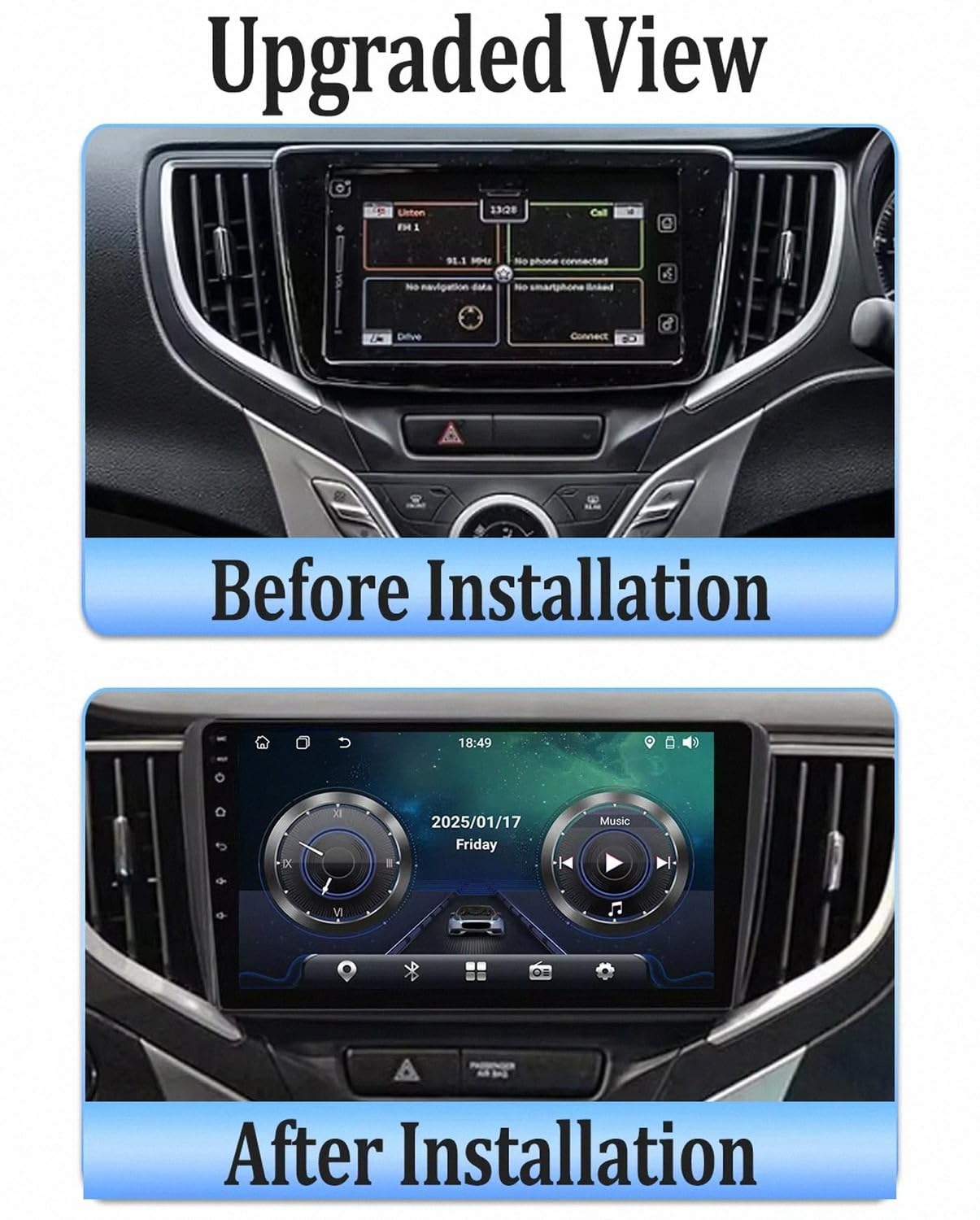 Car Stereo Carplay Radio de Coche para Suzuki Baleno 2 2015-2022 Soporta Bluetooth, Control Volante, USB, WiFi, 4G, Mirror-Link, GPS Navegador/Radio FM, 8 Nuclear 4G+64G