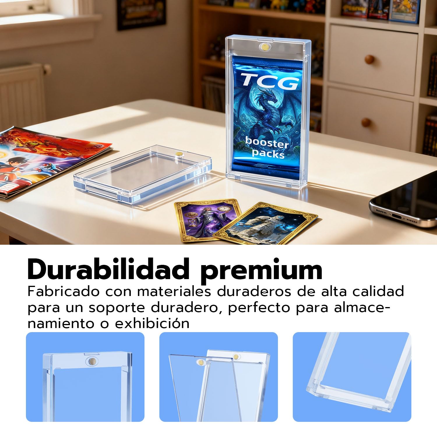 Wigearss 10 Piezas de Protección Magnética para Pokémon Booster Pack, Caja de Acrílico Transparente Magnética con Protección UV para Pokémon Booster Pack