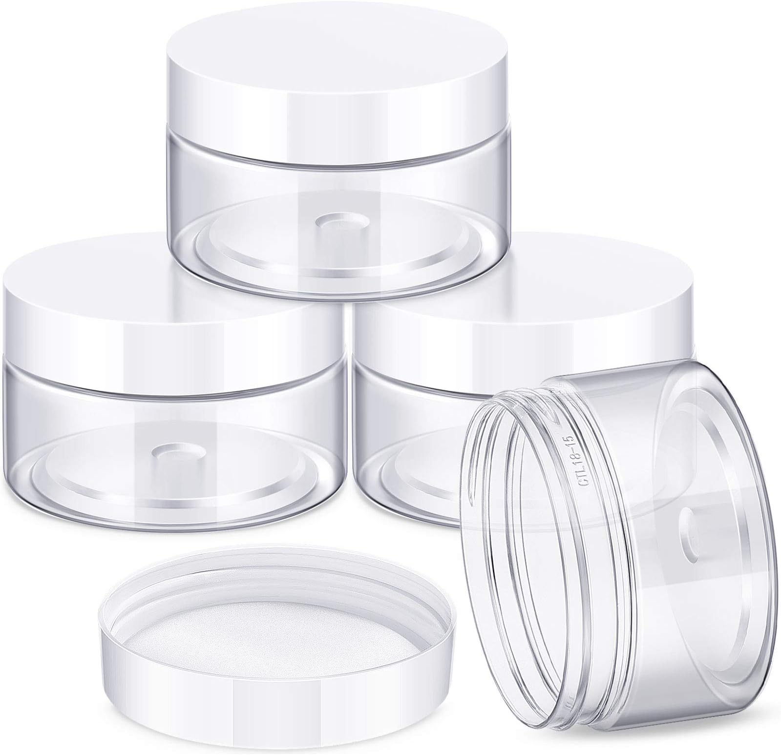 Patelai 4 Pieces Round Wide-mouth Leak Proof Plastic Container Jars with Lids for Travel Storage Makeup Beauty Products Face Creams Oils Salves Ointments DIY Making(1 Ounce,White)