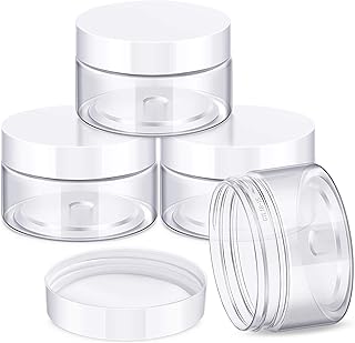 Patelai 4 Pieces Round Wide-mouth Leak Proof Plastic Container Jars with Lids for Travel Storage Makeup Beauty Products Face Creams Oils Salves Ointments DIY Making(1 Ounce,White)