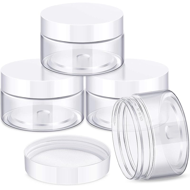 Patelai 4 Frascos Plásticos Recarregáveis com Tampa, Brancos, 30 mL, Boca Larga