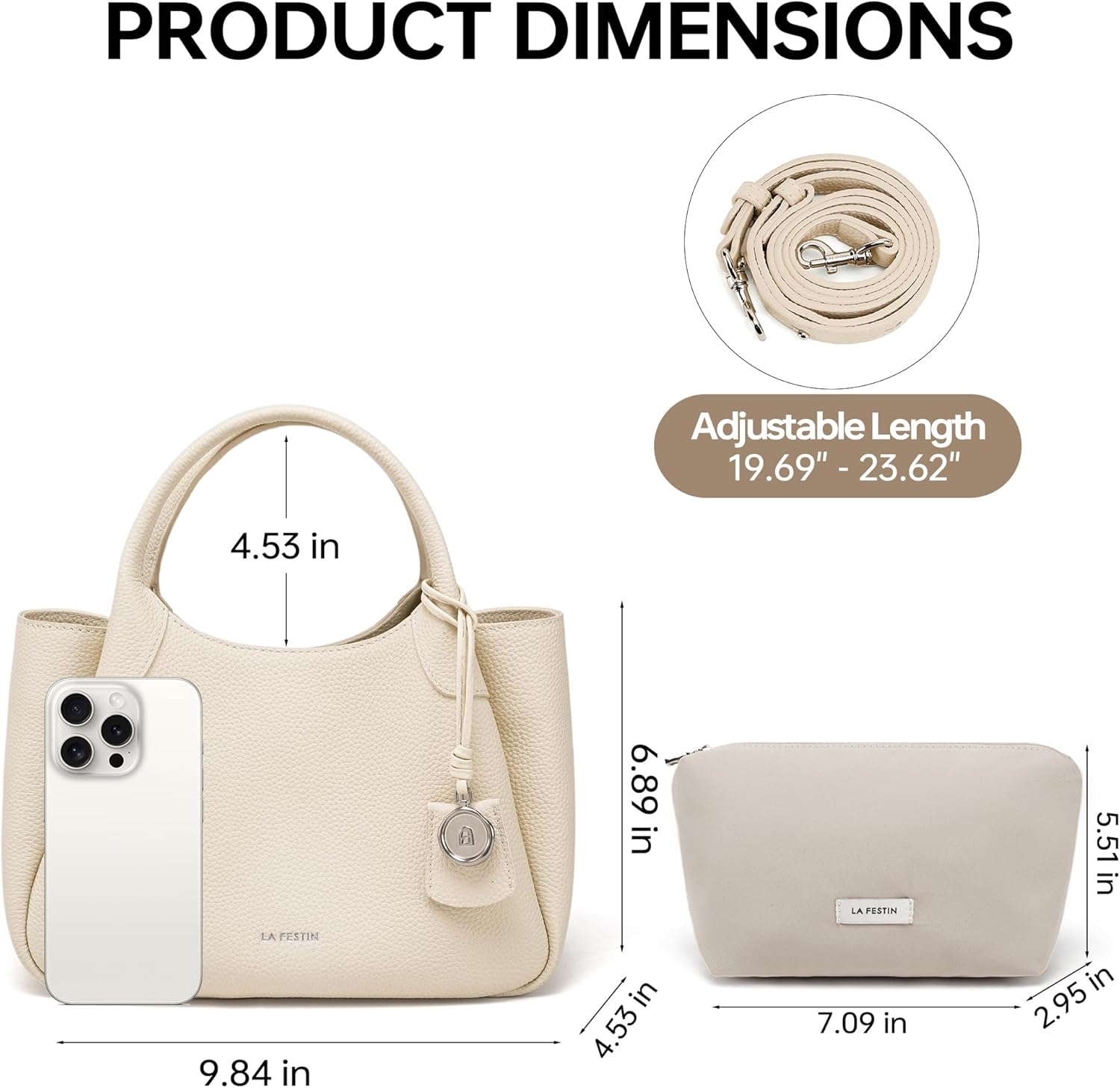 LA FESTIN Genuine Leather Women's Top Handle Handbag Crossbody Satchel Purse Small Shoulder Purse for Women with Buckle - Image 3