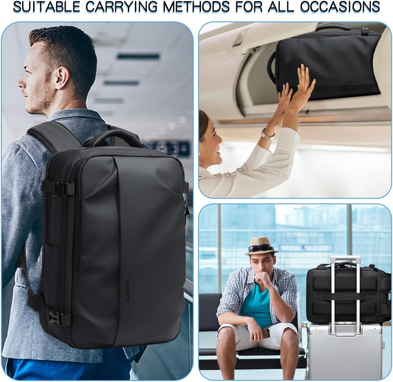 Cusangel compression Vacuum Backpack for Travel,Vacpack,Flight Approved Carry On Backpacks for International Travel,laptop Daypack 45L Expandable 60L Airback (No Vacuum pump)