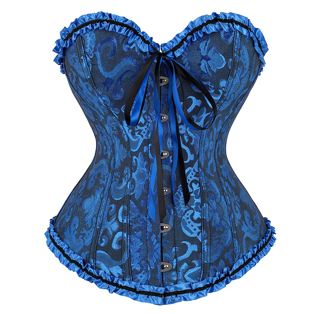 Kranchungel Corset Tops for Women: Renaissance Corset Bustier Shapewear - Halloween Costumes for Themed Parties Aged 25-35: XX-Small Black Blue