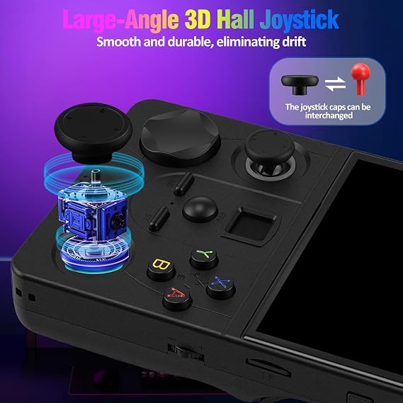 Retro Handheld Game Console, DC35V Retro Gaming Console 3.5IPS Screen Open Source Linux System Built-in 20000+Classic Games, 20+Emulators, Portable Video Gaming Console with 4000mAh Battery (Black)