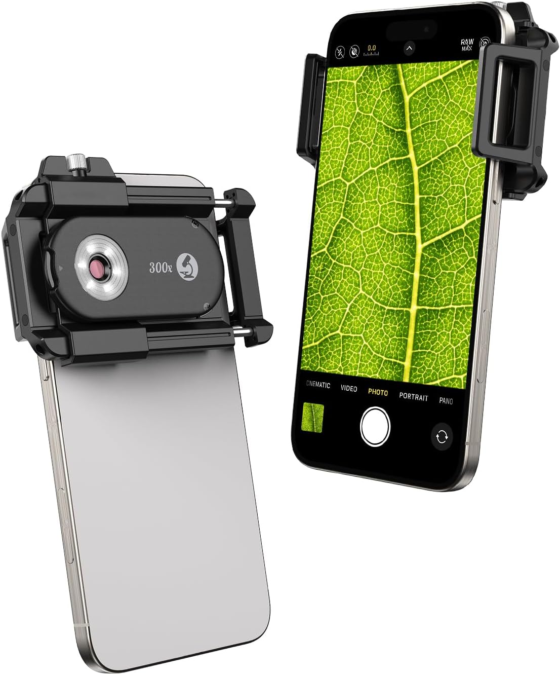 MIAO LAB 300X Phone Microscope Lens, Phone Camera Micro Lens with Universal Clip/LED Light/CPL, Mini Pocket Microscope Attachment Fit for iPhone 16/15/14/13, and Most Smartphone