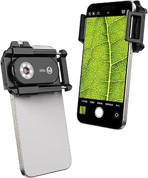 MIAO LAB 300X Phone Microscope Lens, Phone Camera Micro Lens with Universal Clip/LED Light/CPL, Mini Pocket Microscope Attachment for iPhone 17/16/15/14/13 Series and Most Smartphone MS300300X