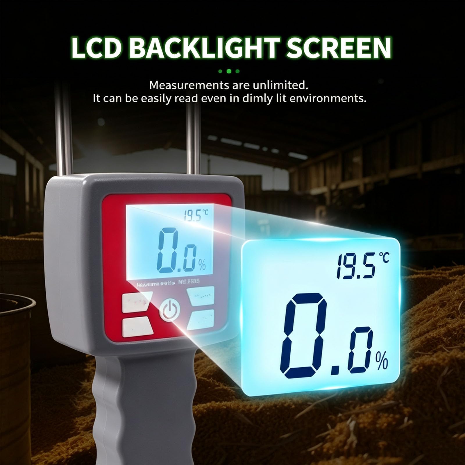 Tester Zawartości Wilgoci, Tester Wilgotności Ziarna Z Czułą Podwójną Sondą I Wyświetlaczem Lcd, Zakres 5~35%, Dokładność: 0,5%, Do Kukurydzy, Pszenicy, Soi, Ryżu I Mąki Pszennej