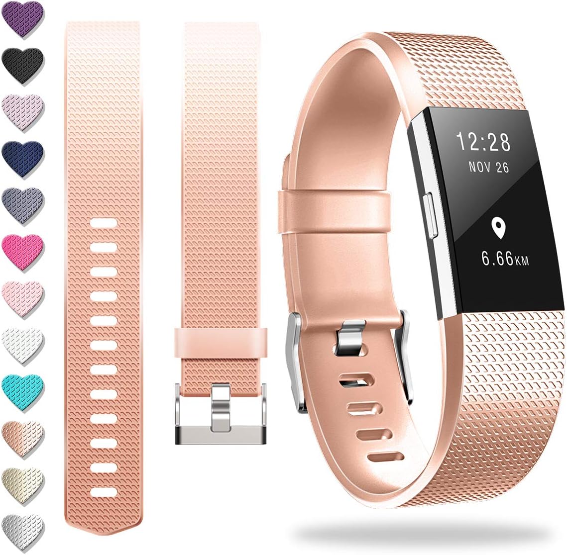 ZEROFIRE Compatible for Fitbit Charge 2, Replacement Adjustable Sport Bands for Charge 2 Heart Rate Fitness Wristbands, Women Men, Small and Large