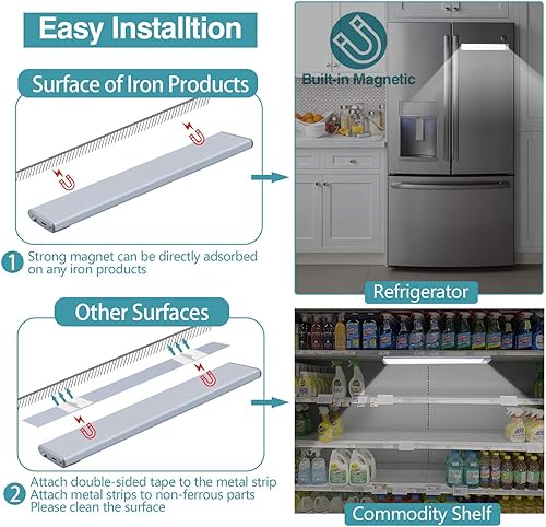 Miniatura 5 de 54 luces LED para armario, luz con sensor de movimiento, inalámbrica, luces magnéticas para debajo del gabinete, luz recargable USB-C de gran
