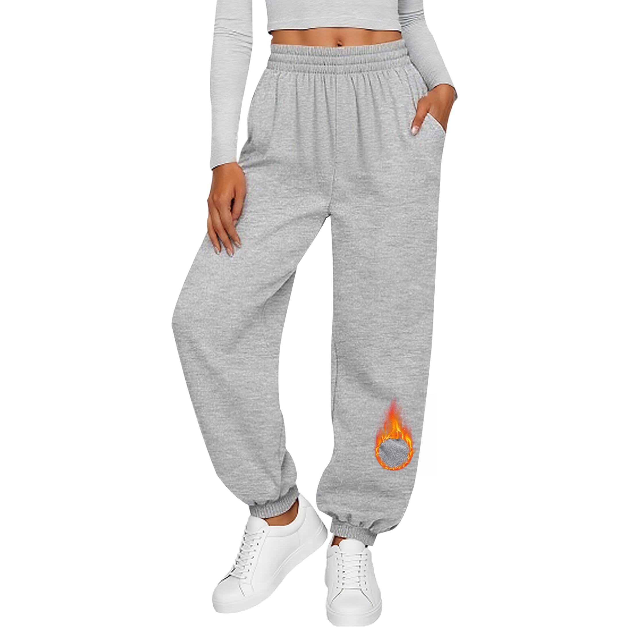 Ciepłe spodnie do biegania, damskie, długie, z podszewką, spodnie sportowe, zimowe, polarowe, spodnie termiczne, spodnie dresowe z kieszeniami, spodnie treningowe, fitness, czas wolny, hip hop