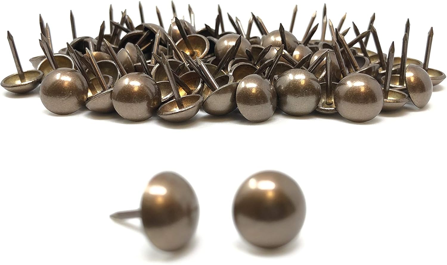 DMSE Wholesale Size 7/16" Diameter (11mm) Hardware Upholstery Furniture Decorative Thumb Push Tacks Nails Pins 100 Pack Pieces (Old Brass)