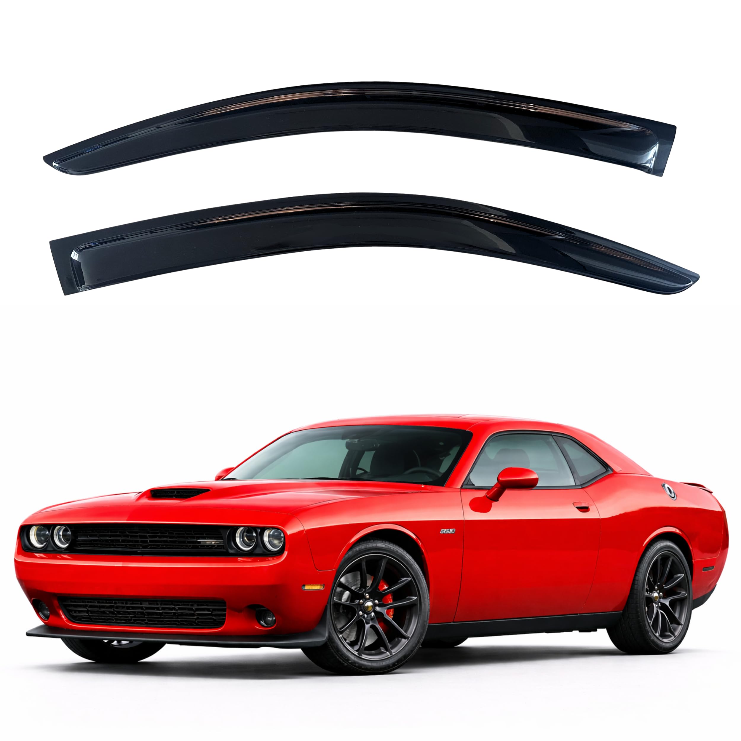 KPY Rain Guards Fit for 2008-2023 Dodge Challenger, Out-Channel Window Visors Vent Wind Deflectors 2PC, Car Accessories for 08-23 Challenger