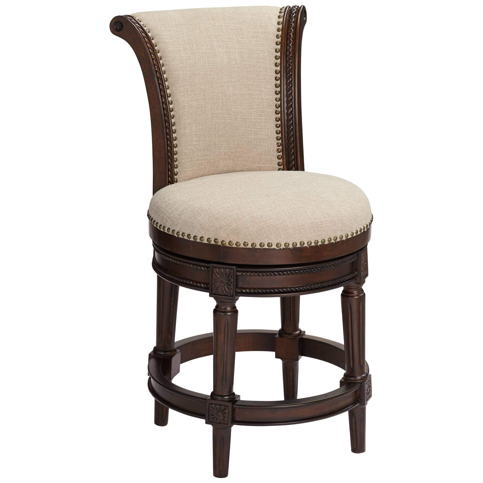 Amazon.com: 55 Downing Street Addison Walnut Wood Swivel Bar Stool 