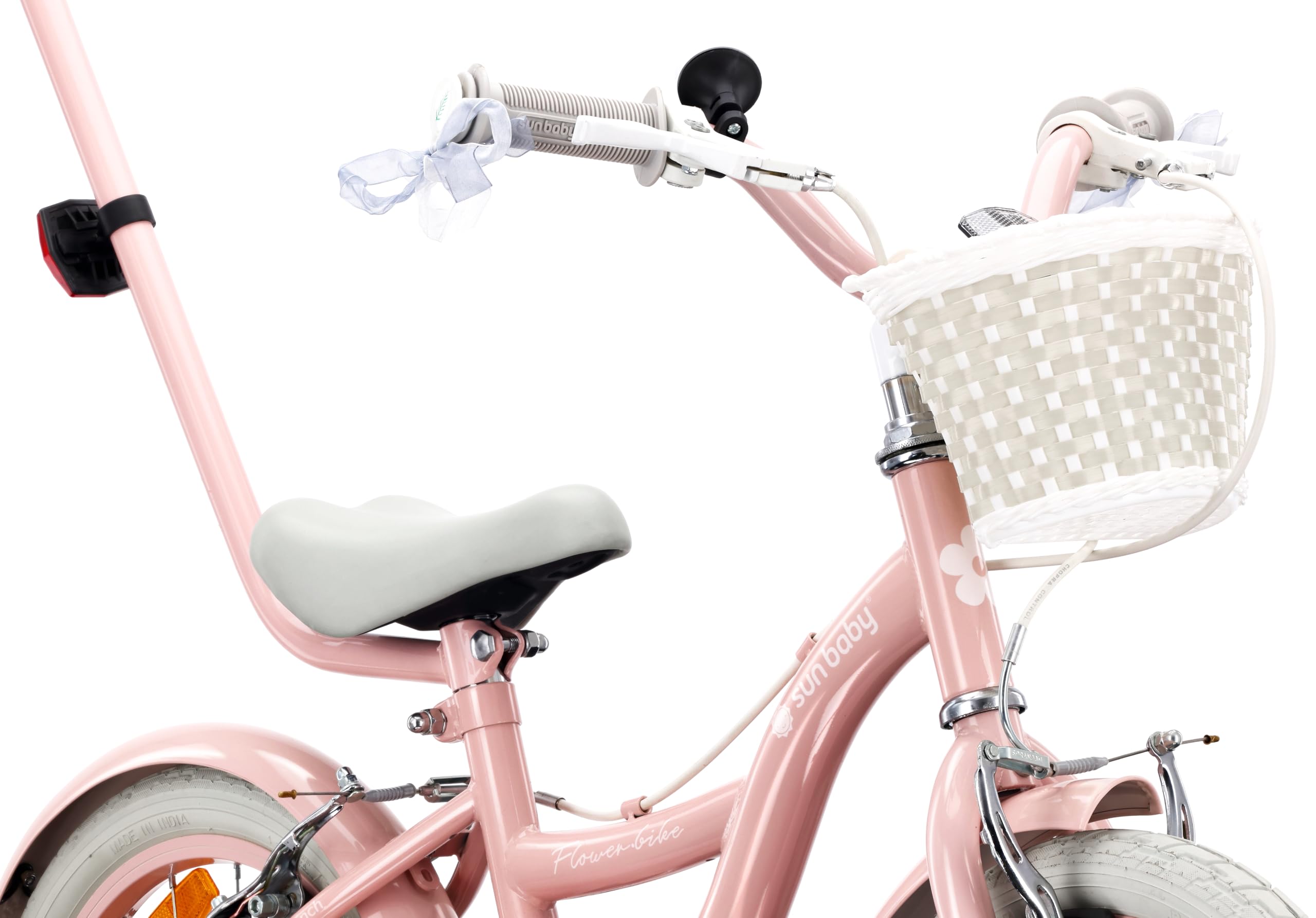 sun baby Kinderfahrrad 14/16 Zoll Flower Bike Retro - Mädchenfahrrad 3-6 Jahre, max. 50 kg - V-Brake-Bremsen, Stützräder, Klingel, Reflektoren, Stahlrahmen, verstellbar