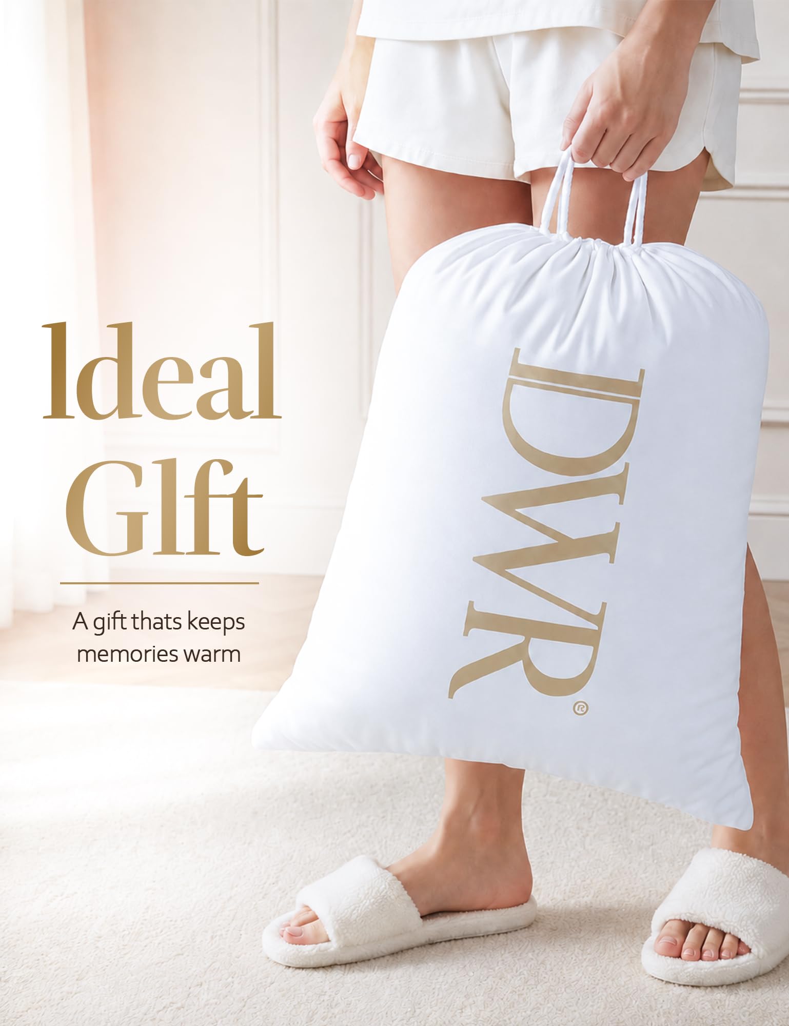 DWR Heavyweight Goose Feathers Down Comforter Duvet Twin, Ultra-Soft Cotton, 750 Fill-Power 42oz Thick Hotel Style Winter Warm Duvet Insert for Cold Weather/Sleeper (68x90, White)
