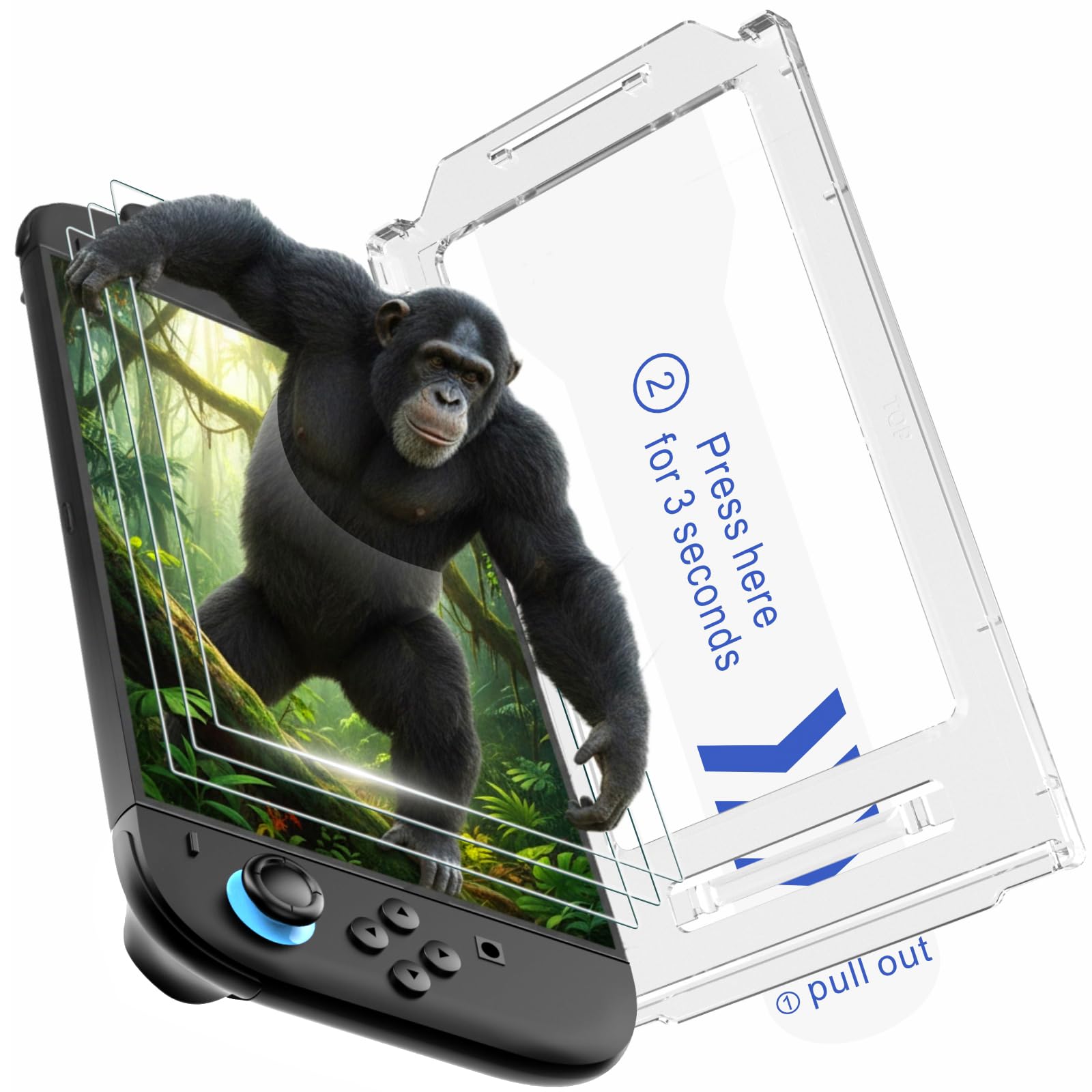 TRANSNOVO Schutzfolie Kompatibel mit Nintendo Switch 2 – HD Klare Gehärtete Glasfolie mit 9H Härte, Kratzfest & Langlebig, Inklusive Automatischem Positionierhilfe-Set (HD-Klarheit, 3 Stück)