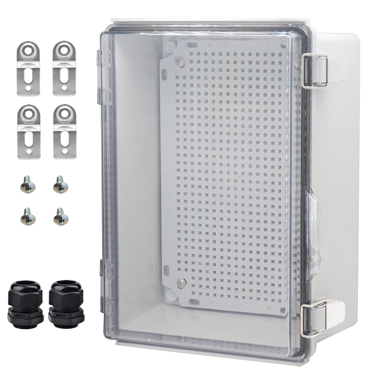 Wasserdichte Elektrodose, Abzweigdose, wetterfest, IP67, ABS-Kunststoff, Schalter, Router, Projektbox, Elektronik, DIY-Gehäuse mit Montageplatte und Wandhalterung, transparent, 30 x 20 x 13