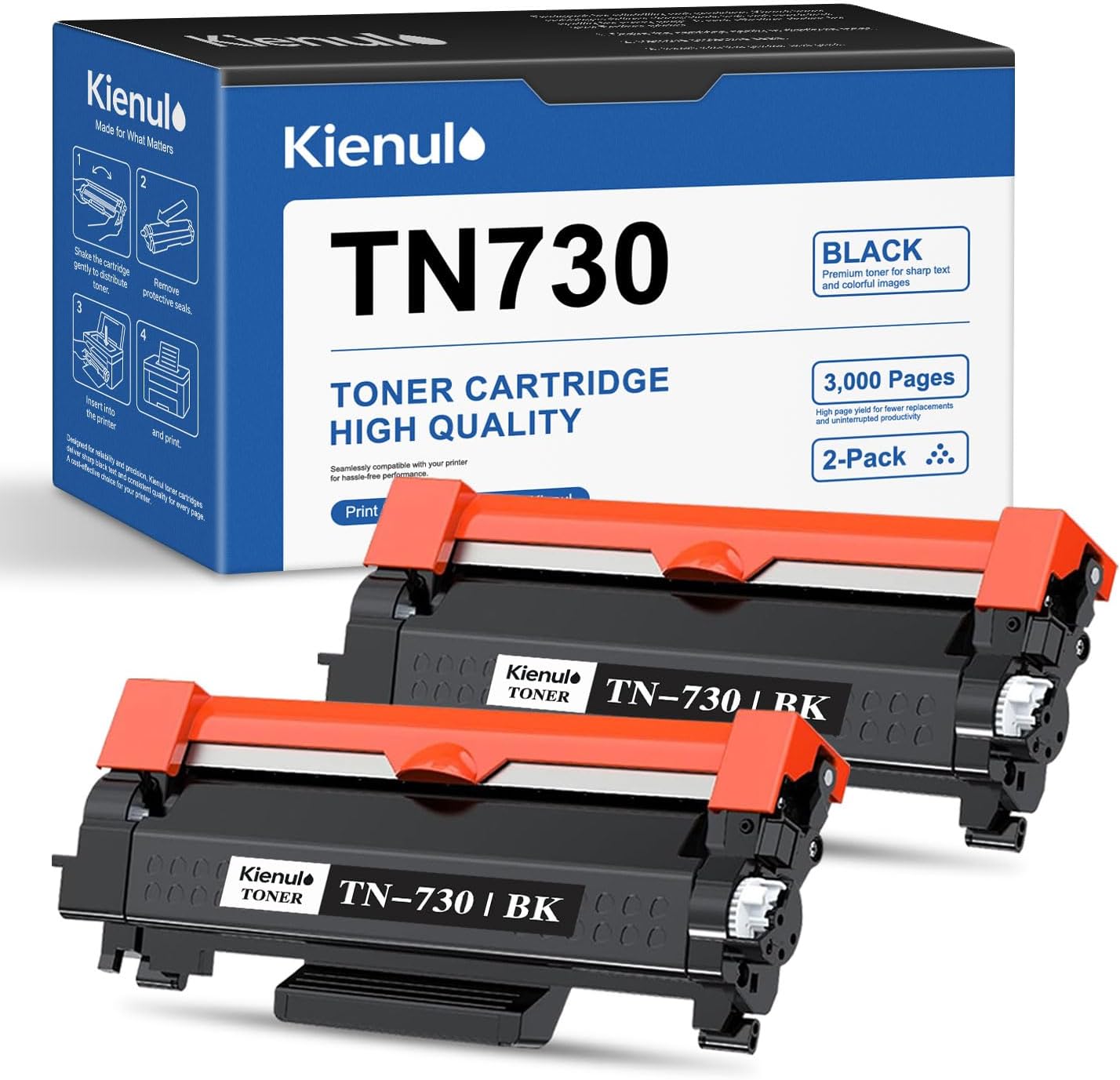 TN730 Toner Cartridge 2-Pack, TN-730 Black Toner Replacement for Brother HL-L2350DW HL-L2370DW HL-L2370DWXL HL-L2390DW HL-L2395DW MFC-L2710DW MFC-L2750DW MFC-L2750DWXL DCP-L2550DW Printer