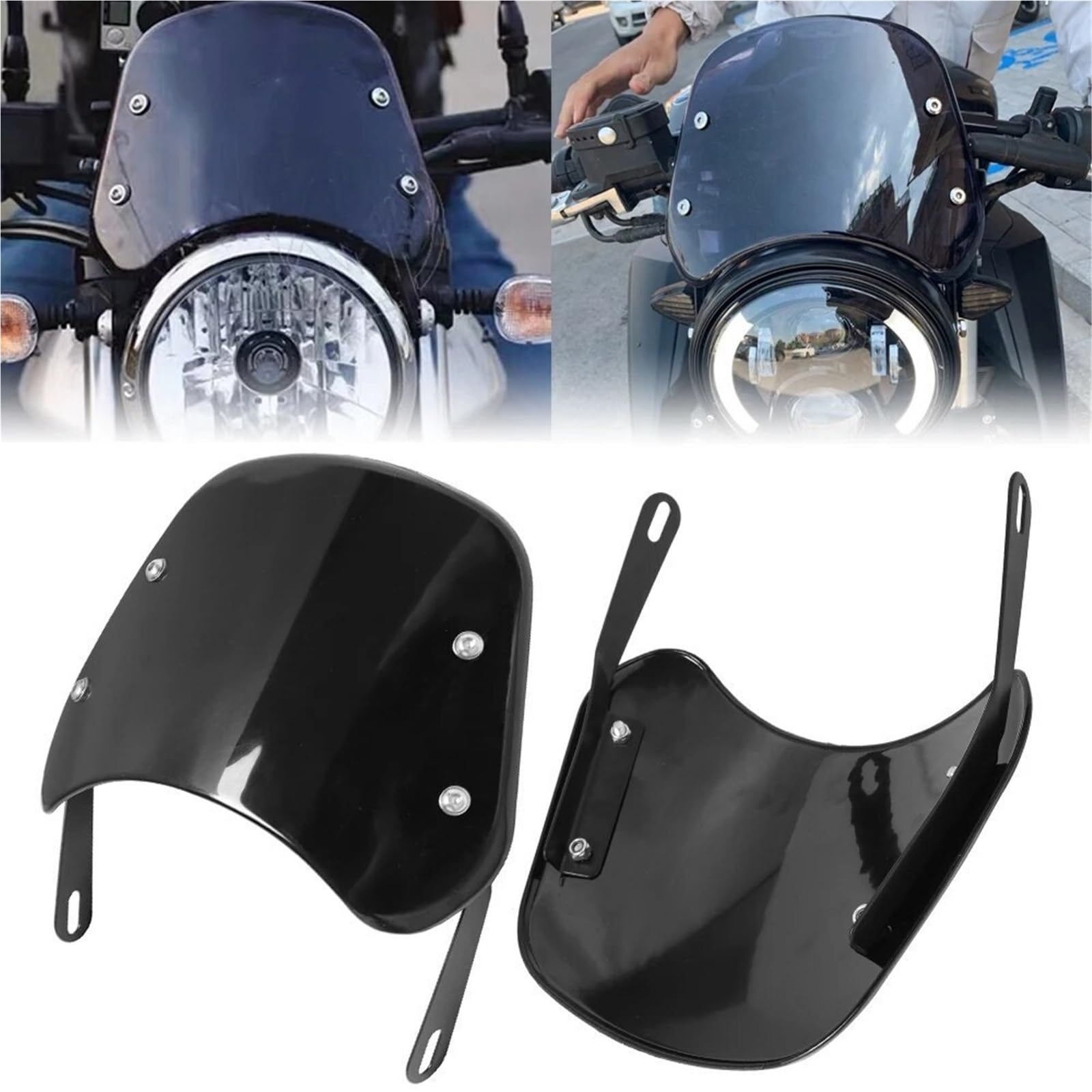 Przednia szyba motocyklowa Pasuje do Yamaha Pasuje do Suzuki Uniwersalny czarny deflektor szyby przedniej Owiewka szyby przedniej