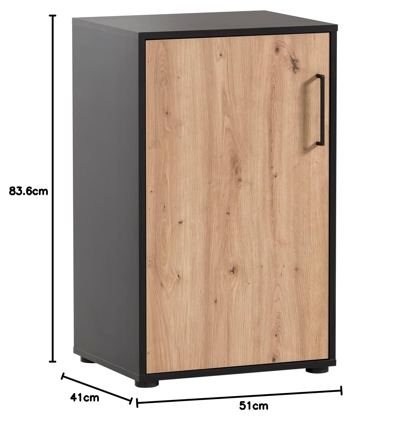 Schildmeyer Aktenschrank Aino 155719, Artisan Eiche Dekor/schwarz matt, 51 x 41 x 83,6 cm