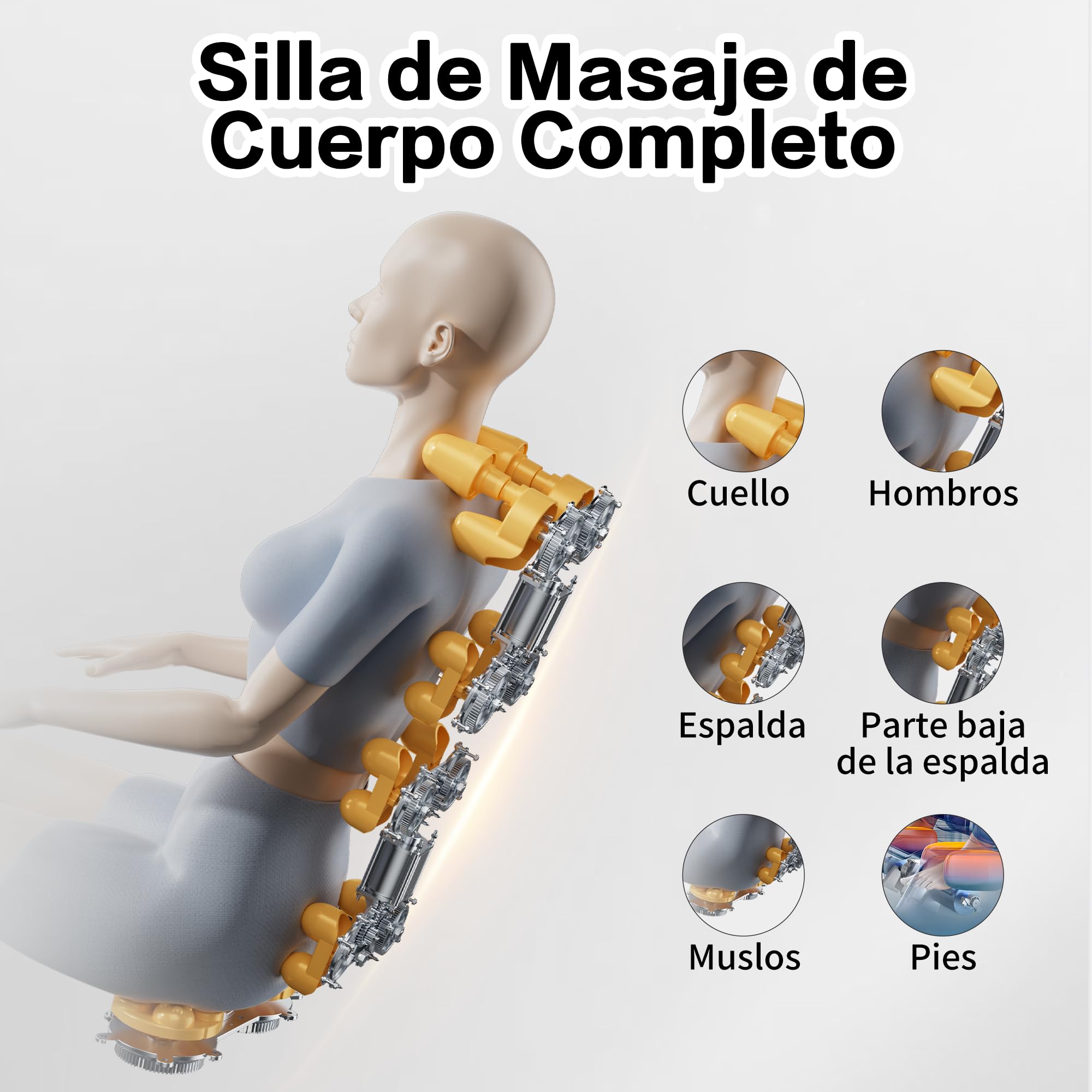 ROTAI Silla de Masaje de Cuerpo Completo con Amasado, Gravedad Cero y Bluetooth, Sillón Masajeador Shiatsu Profesional Reclinable, Sillón Relax Eléctrico para Casa y Oficina