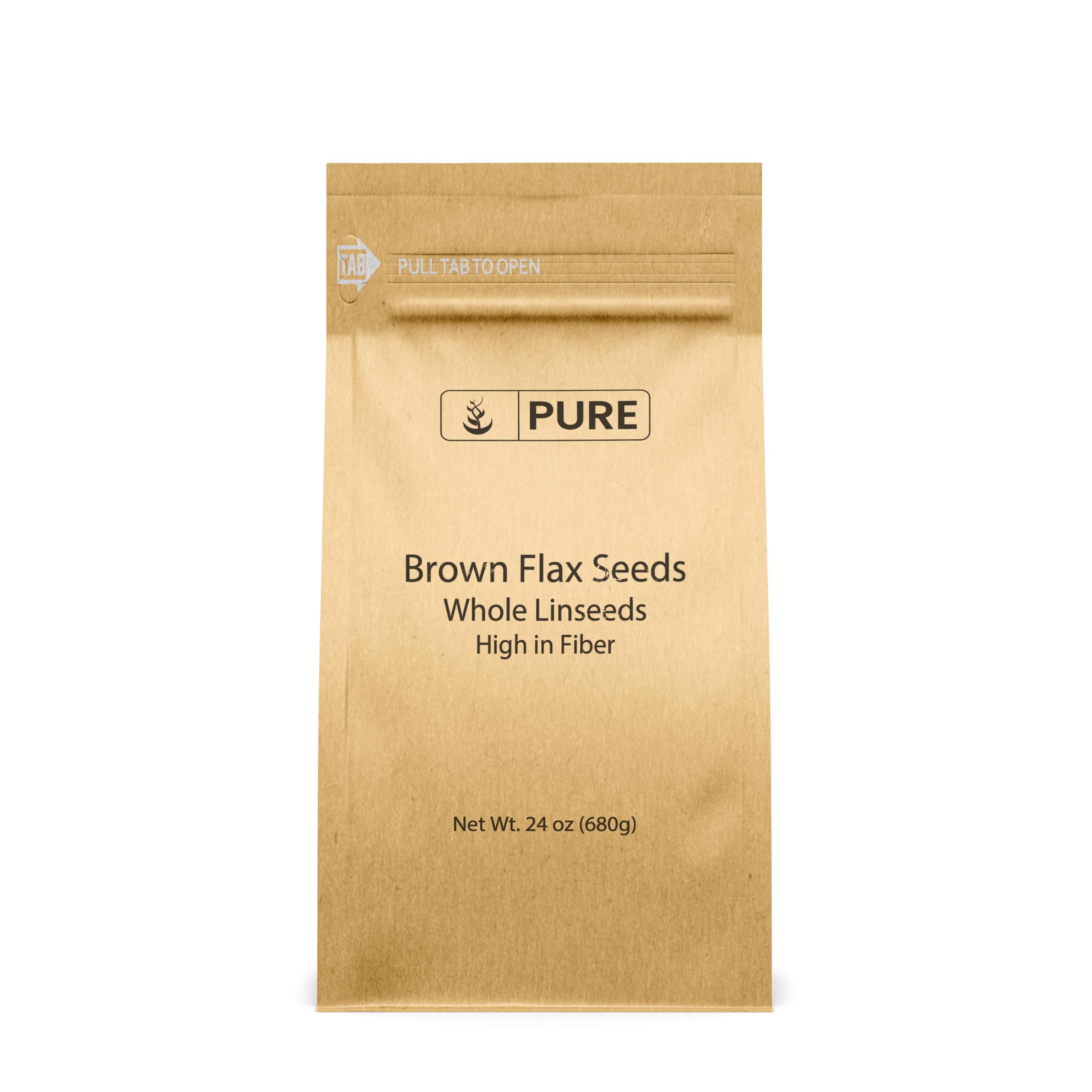 Pure Original Ingredients Brown Flax Seeds (1.5 lb) High In Fiber, Whole Linseeds, Vegan.