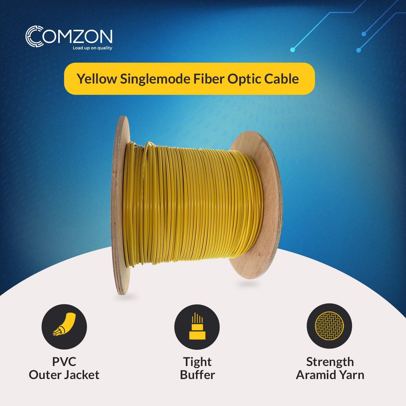 Yellow Singlemode Fiber Optic Cable, OS2 9/125 Duplex Zipcord, Corning SMF-28 Ultra, Plenum Rated, 1000ft