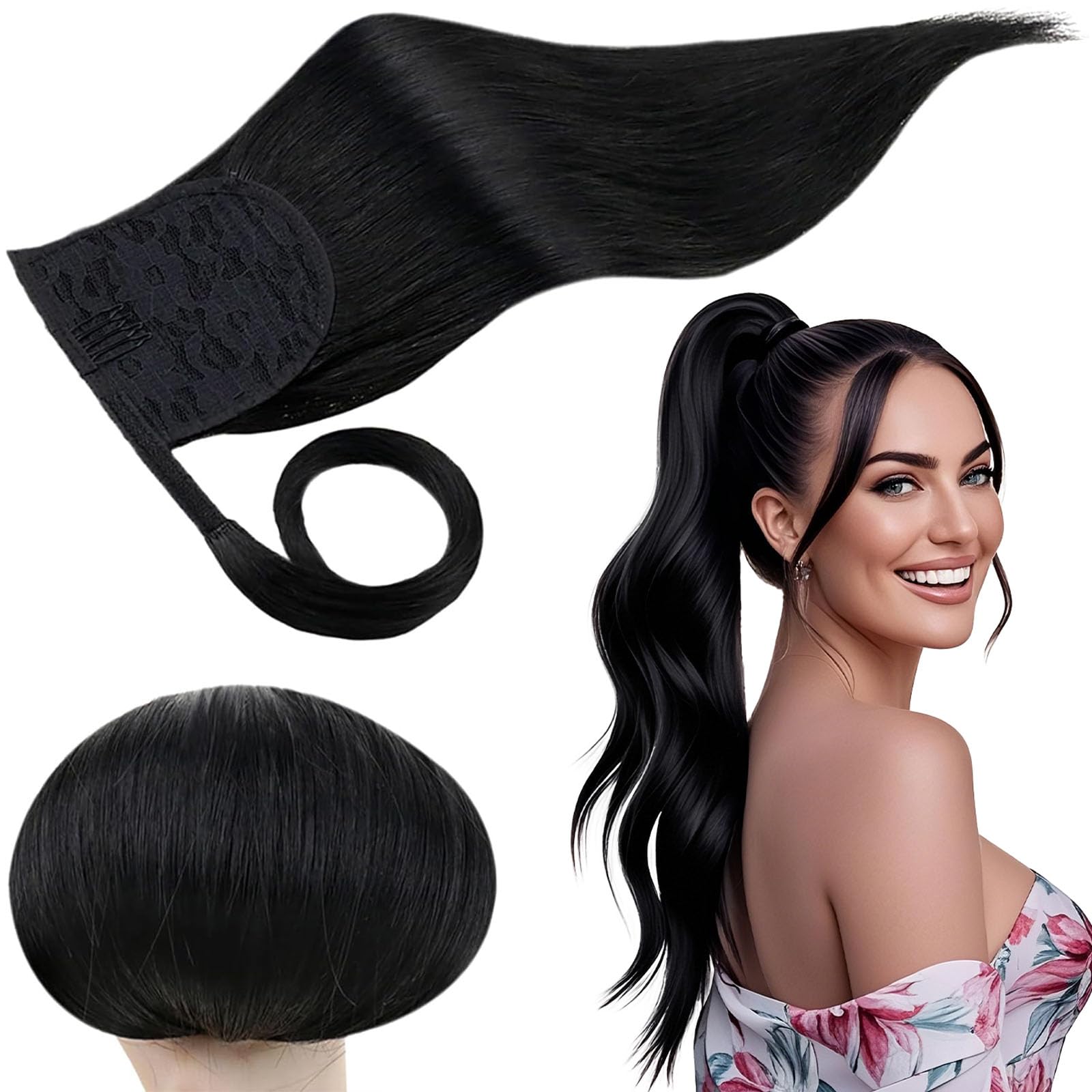 RUNATURE Echthaar Zopf Echte Haare Ponytail Extensions Echthaar Haar Pferdeschwanz Extensions Echthaar