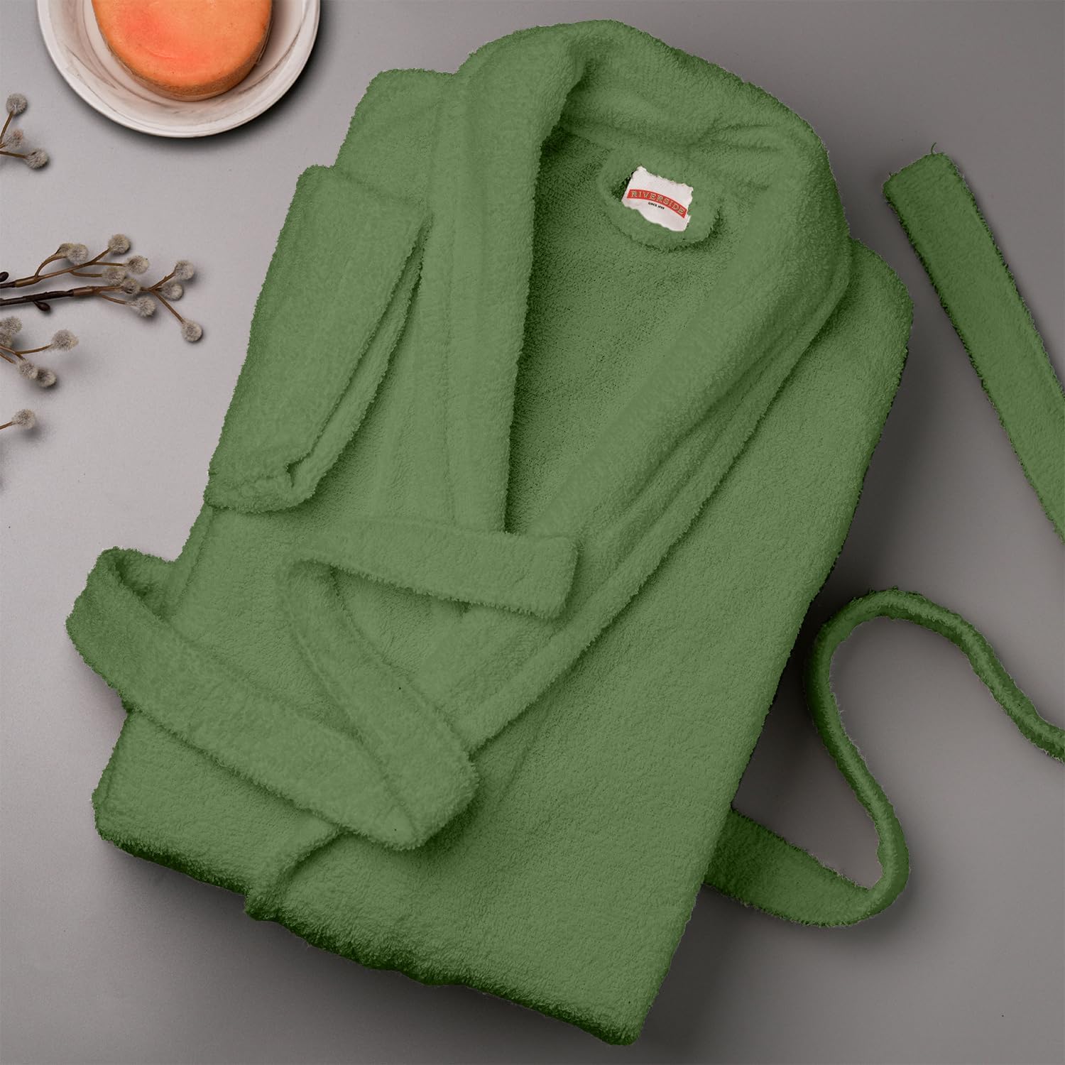 RIVERSIDE Premium 100% Cotton Terry Bathrobe For Women and Men - Soft Towel Robes with Shawl Collar Ajdustable Belt & Pockets