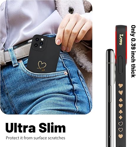 Miniatura 4 de Funda compatible con iPhone 11 Pro Max, funda de silicona suave con patrón de corazón dorado para mujeres y niñas, diseño de corazón chapado a los