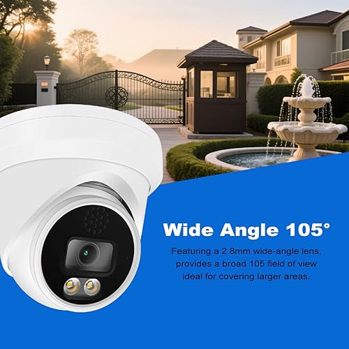 Miniatura 5 de Real HD Cámara IP domo de visión nocturna a todo color de 6MP para sistemas Hik-Vision IP NVR, con luces blancas visibles, ángulo de visión de 105,