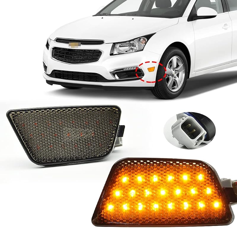 Luz de posição lateral LED do para-choque dianteiro CNPAPC para Chevy Cruze 2011–2015 e Cruze Limited 2016 – Lente fumê, par