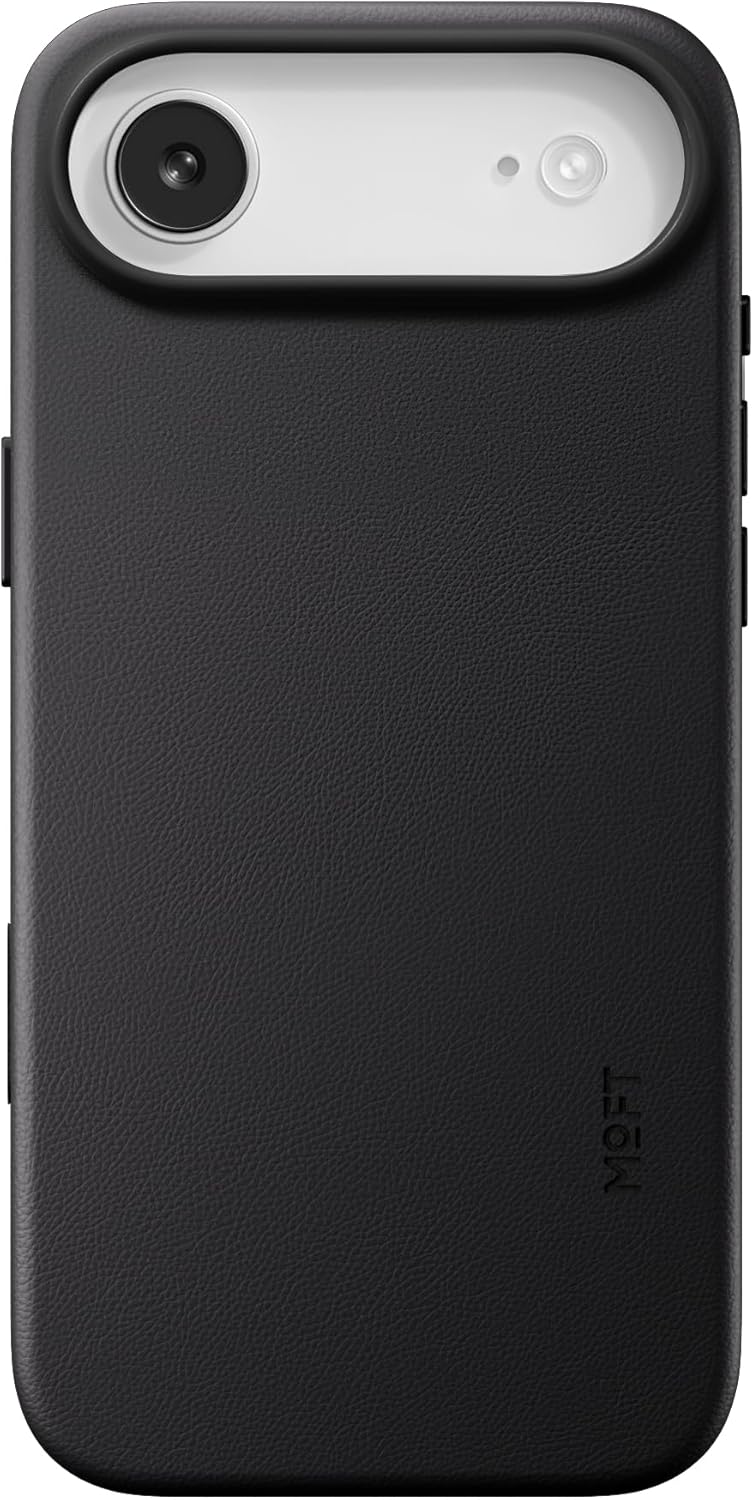 MOFT for iPhone Air Case- MOVAS Snap Case, MagSafe Compatible, Soft-Touch Vegan Leather, Classic Minimalist Design, Lightweight, Stain-Resistant & Camera Protection, Jet Black