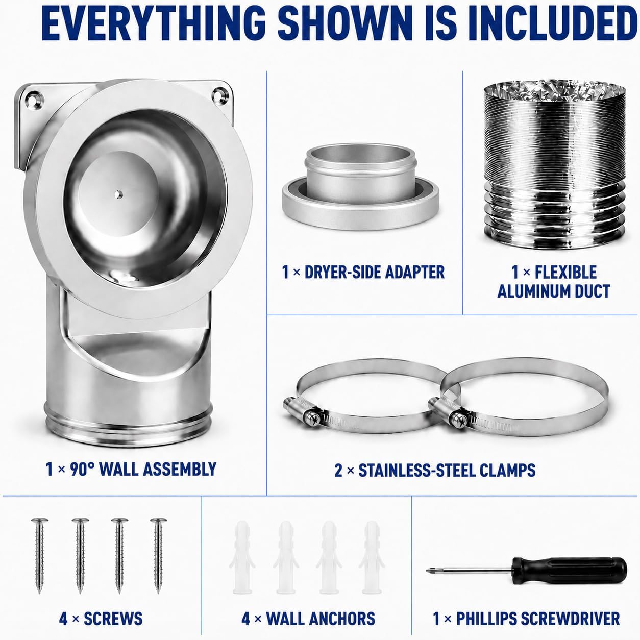 90 Degree Magnetic Dryer Vent Connector Kit, 4-Inch Right Angle Adapter