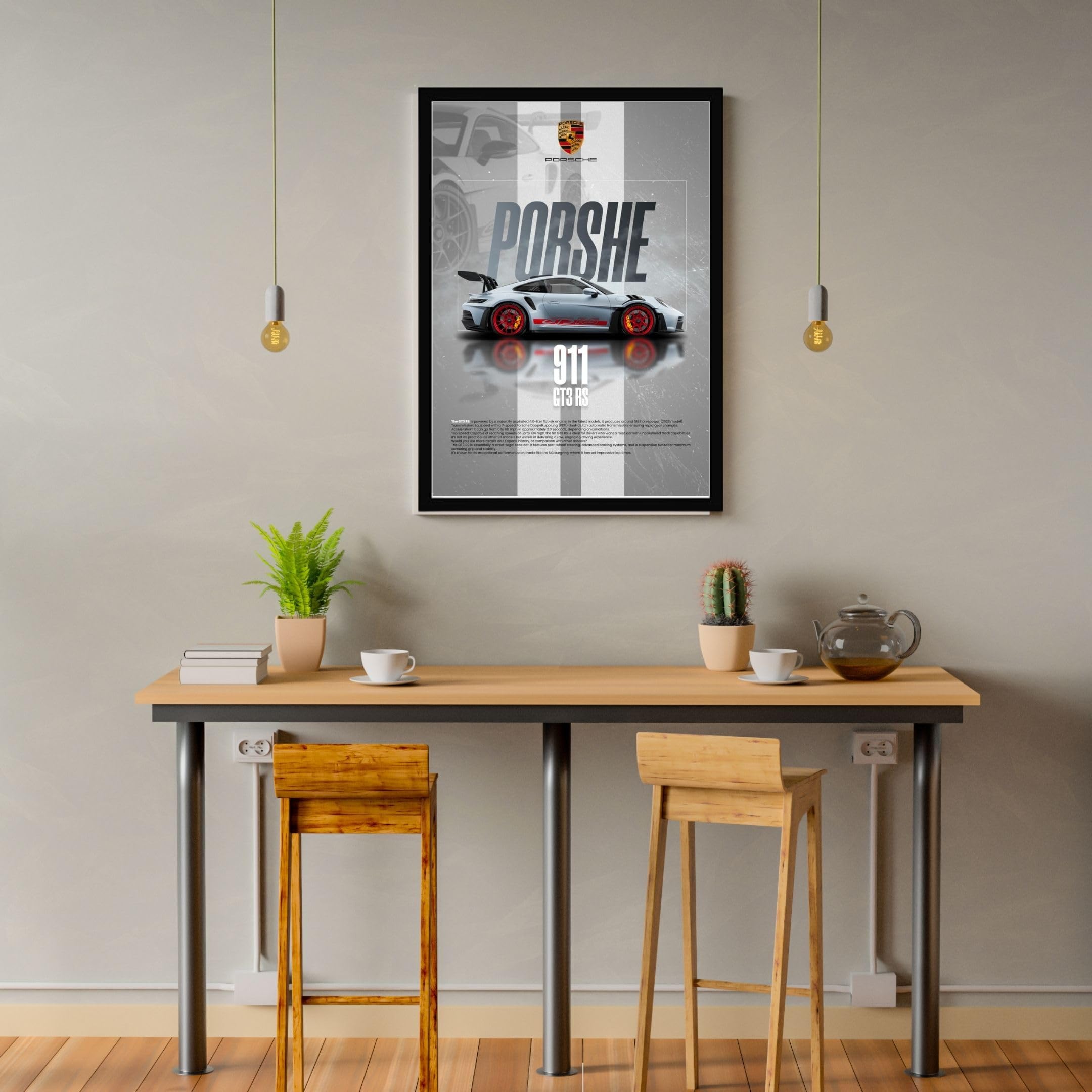 DAKSHESTRY ARTWORKS Porsche 911 GT3 RS Sports Car Modern Art Wall
