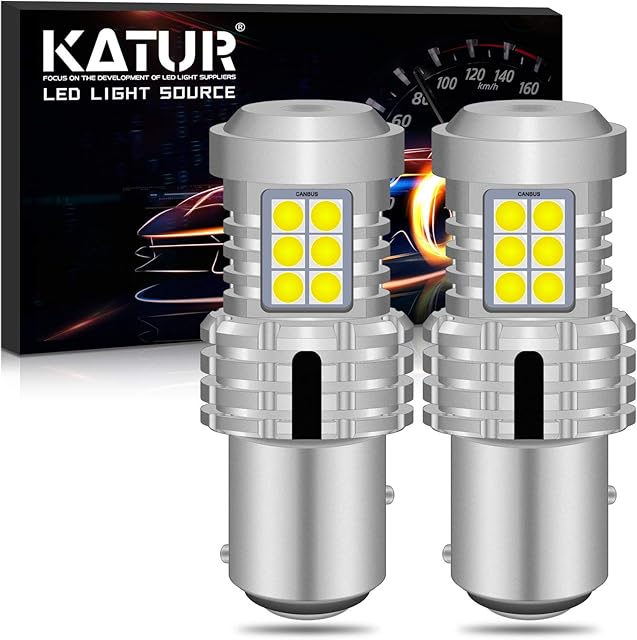 KATUR 1157 BAY15D P21/5W 1034 7528 LED Bulbs Super Bright 12pcs 3030 & 8pcs 3020 Chips Canbus Error Free Replace for Turn Signal Reverse Brake Tail Stop Parking RV Lights,Xenon White(Pack of 2)