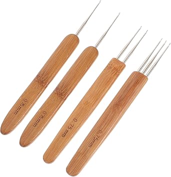 Sewroro 4pcs Hair Crochet Hook Set for Braids Dreadlocks Hook Needle with One, Two, and Three Heads for Hair Braiding and Weaving Craft