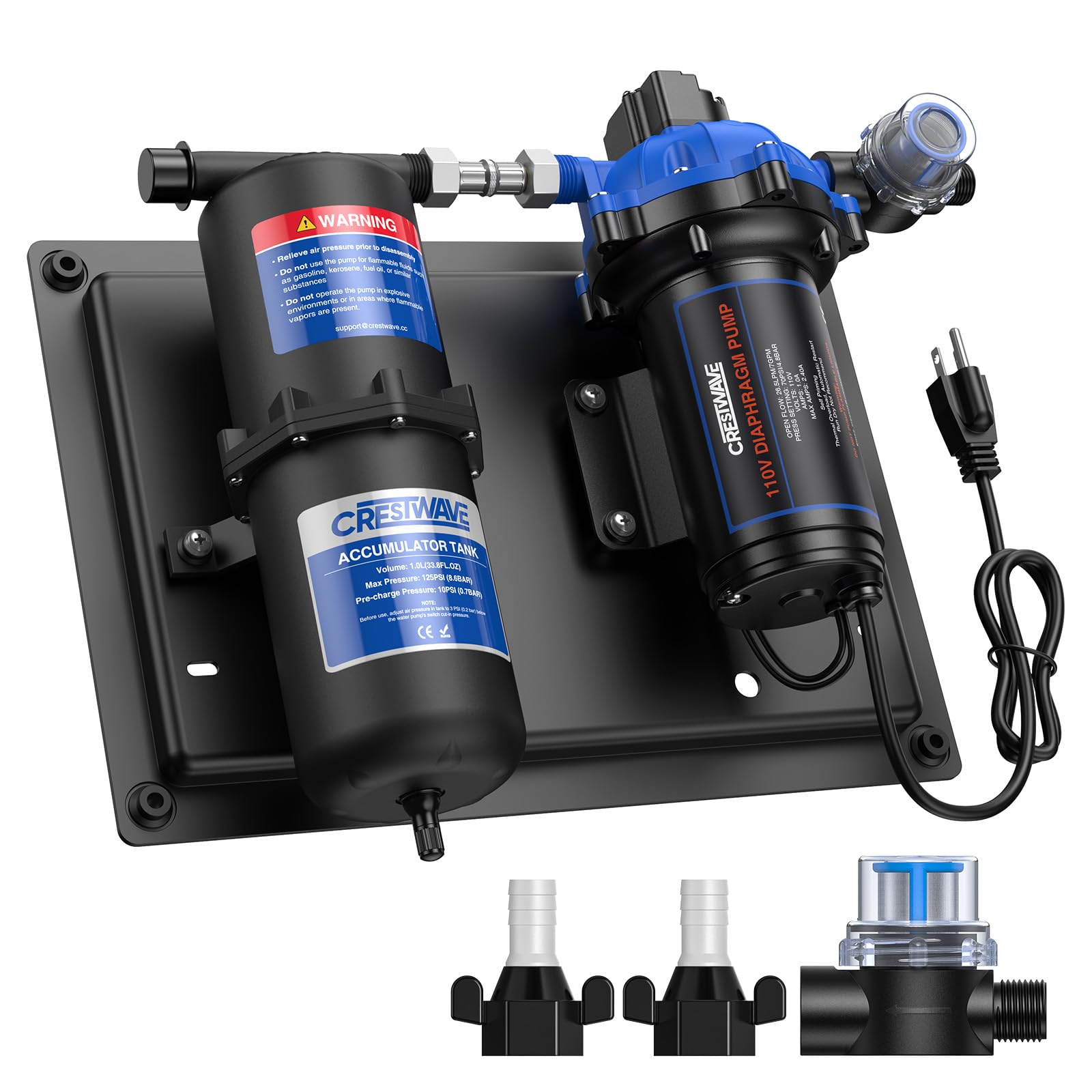 Amazon.com: CrestWave RV Water Pump 110V AC 7GPM 70PSI with 1L