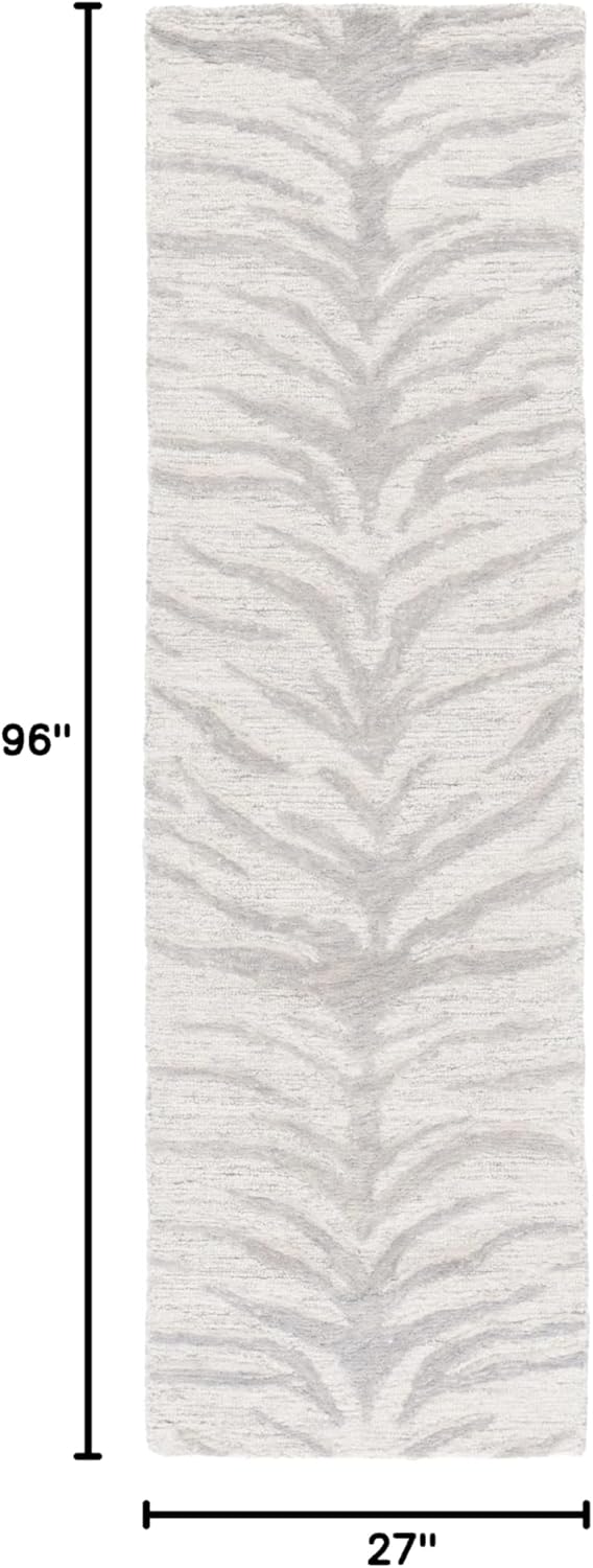 SAFAVIEH Ebony Collection Runner Rug - 2'3" x 8', Grey & Ivory, Geometric Design, Ideal for High Traffic Areas in Entryway, Kitchen & Bathroom (EBN603F-28)