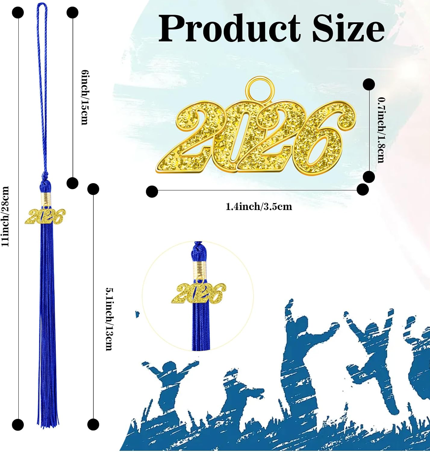 2026 Tassel Graduation, Navy Blue Graduation Tassel, Graduations Cap Tassels, 2026 Tassels with 2026 Year Gold Charms for Graduations Hat Cap Accessories Decorations for Graduate Hat Ceremonies