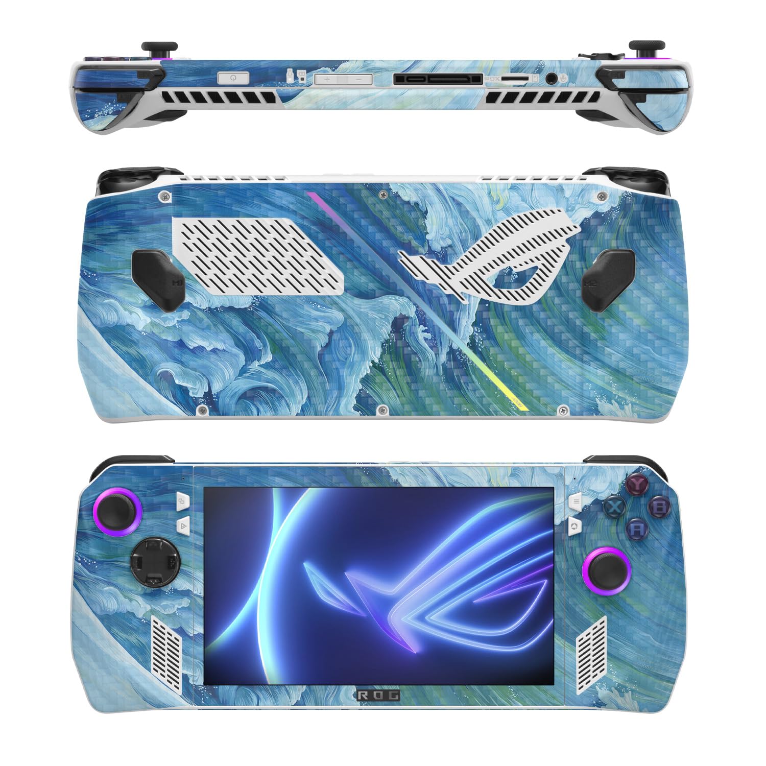MightySkins Carbon Fiber Skin Compatible with Asus ROG Ally - Perfect Wave | Protective, Durable Textured Carbon Fiber Finish | Easy to Apply