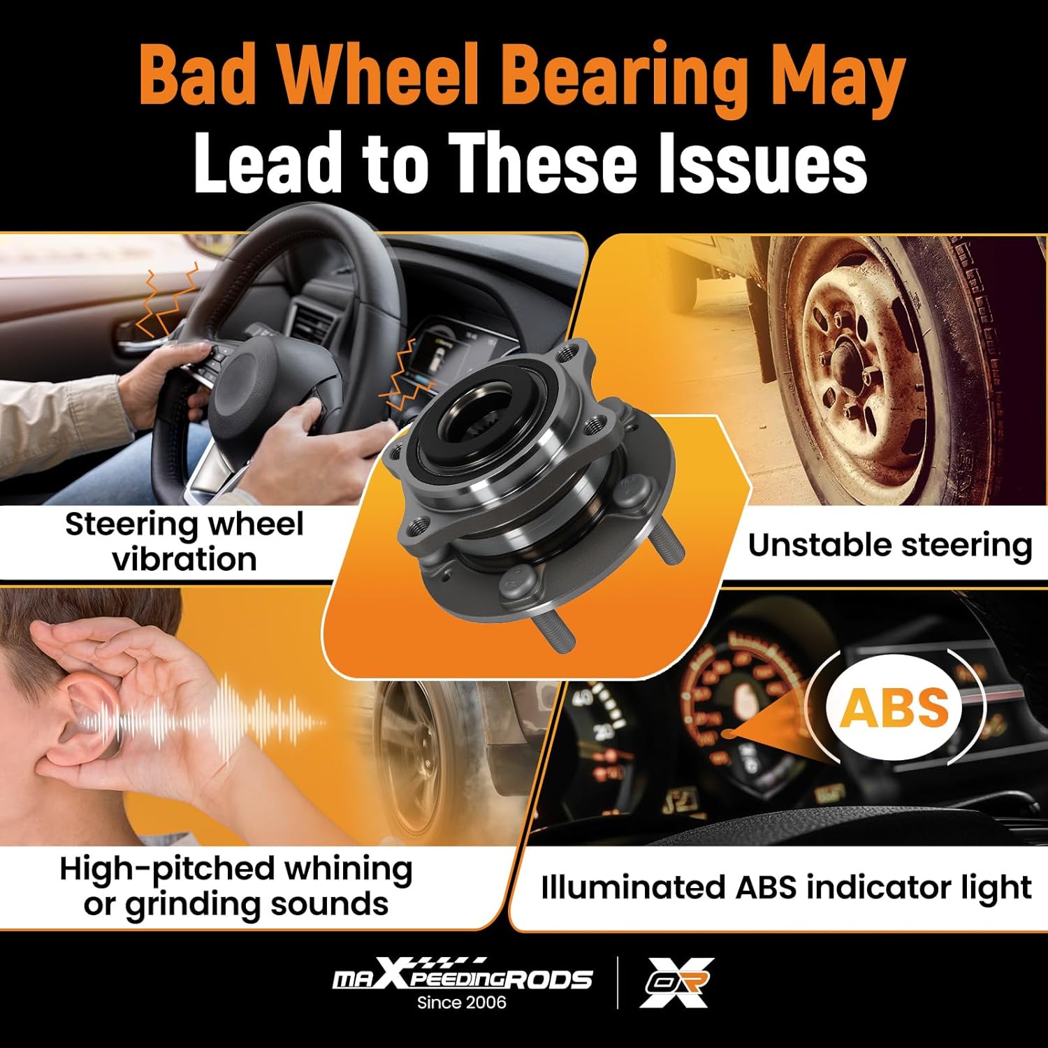 maXpeedingrods 513266 Front Wheel Hub and Bearing Assembly for Hyundai Santa Fe 2007-2014, for Hyundai Veracruz 2007-2012, for Kia Sorento 2011-2015 All Models 5-Lug