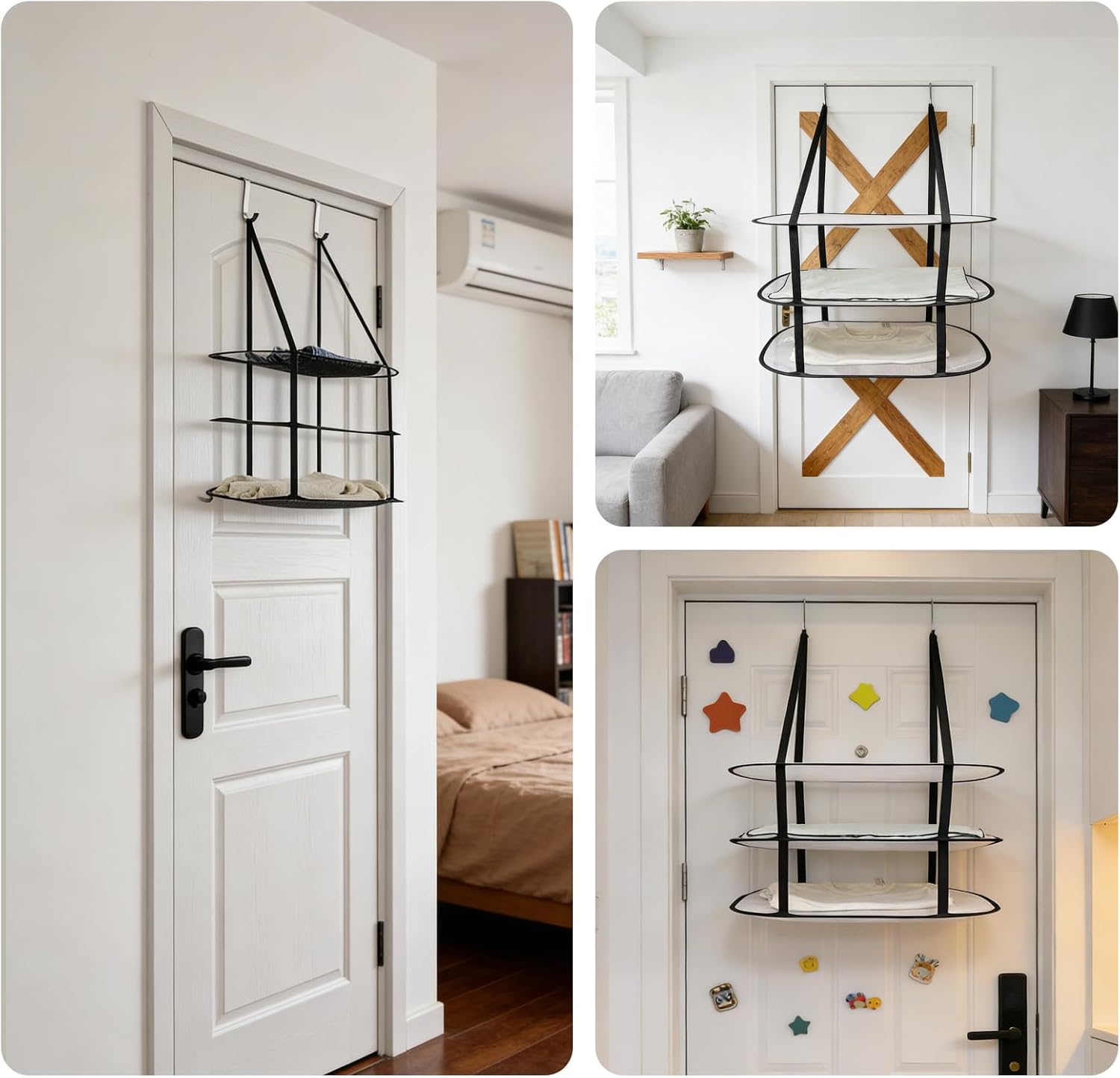 2 PCS Over the Door Drying Rack,Sweater Drying Rack Foldable, Space-Saving Hanging Laundry Organizer Shelves