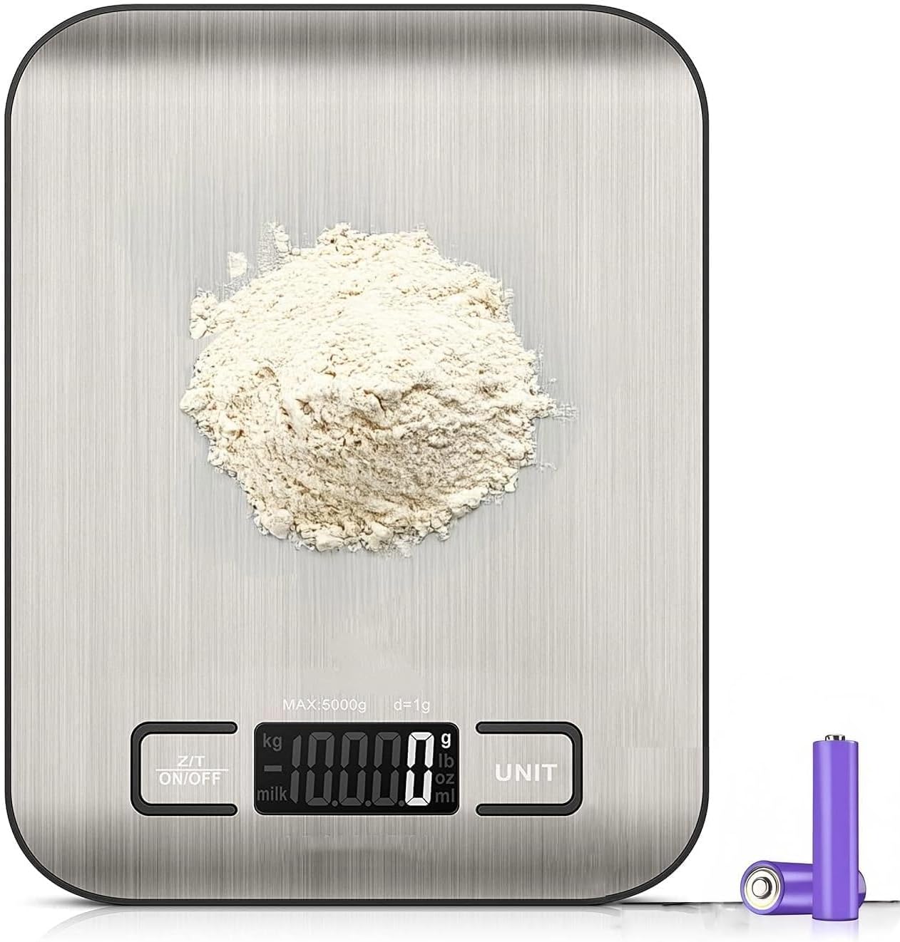 Dijital Mutfak Terazisi – 5000 g / 1 g Hassasiyetli Paslanmaz Çelik Tartı, LCD Ekranlı, Akıllı Otomatik Kapanma Özelliği, Gram, Ons ve Mililitre Ölçer