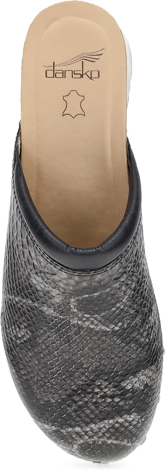 Dansko Andie Women’s Handcrafted Mule Clogs – Artisan Wood Sole Slip-On Shoes with Memory Foam Insole – Made in Brazil