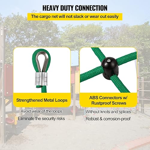 Miniatura 5 de VEVOR Red de carga de escalada, red de escalada de 70 x 119 pulgadas, escalera de cuerda, columpio, red de carga de poliéster para escalar, red de