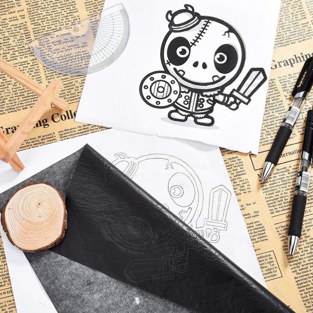 Lot de 100 feuilles de papier carbone A4 pour copie à la main sur bois, papier, toile et autres surfaces artistiques, noir