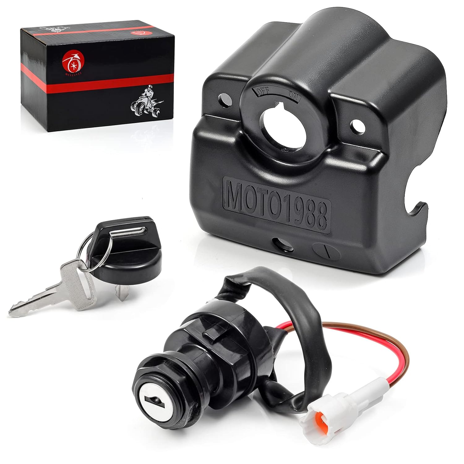 MOTO1988 Ignition Key Switch & Switch Cover Compatible with Yamaha Banshee 350 2002-2006